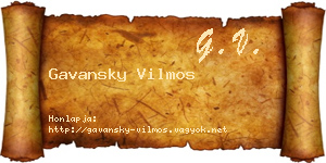 Gavansky Vilmos névjegykártya